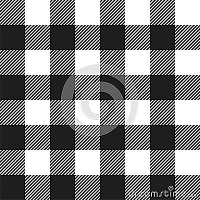 White and Black Buffalo Check Plaid Seamless Pattern Vector Illustration