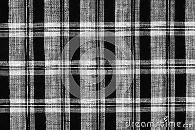 White and black checkered plaid fabric texture for background. tartan texture Stock Photo