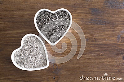 White and Black Chia Seeds Stock Photo