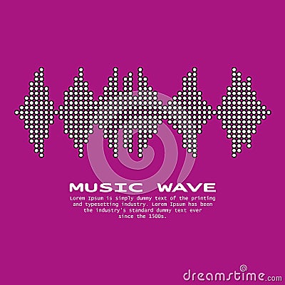 White with black contour Wave music banner Vector Illustration