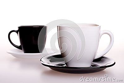 White and black cup of tea Stock Photo