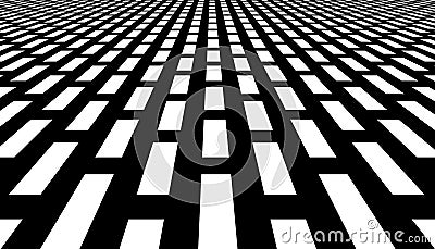 White and Black Geometric Pattern in Diminishing Perspective. Abstract Background Vector Illustration