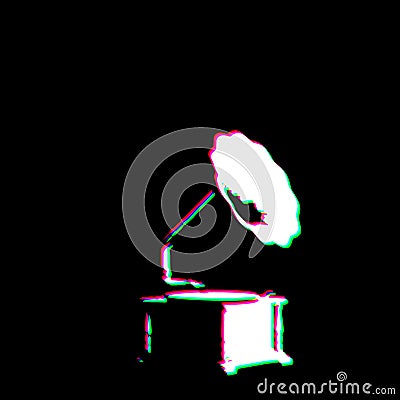 White Black Gramophone Turntable Speaker Grudge Scratched Dirty Punk Style Print Culture Symbol Shape Graphic Red Green Cartoon Illustration