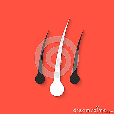 White and black hair on red background Vector Illustration