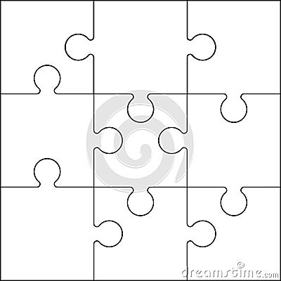 White and black jigsaw Vector Illustration