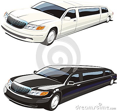 White and black limousine Vector Illustration