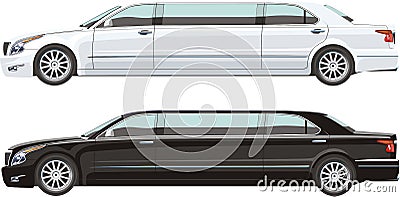 White and black limousine Vector Illustration