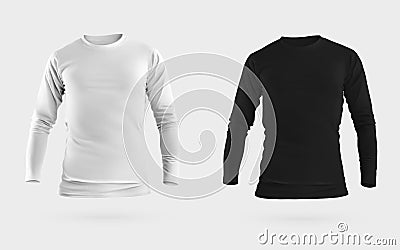 White, black longsleeve mockup, 3D rendering, male sweatshirt isolated on background, front view Stock Photo