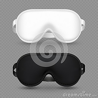 White and black realistic sleeping mask vector isolated on transparent background Vector Illustration