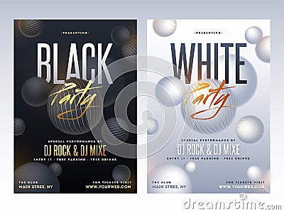 White and black sensation party flyer. Stock Photo