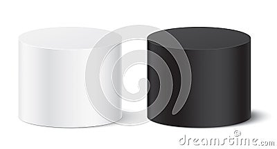 White and black tube shape vector pedestals. Vector Illustration