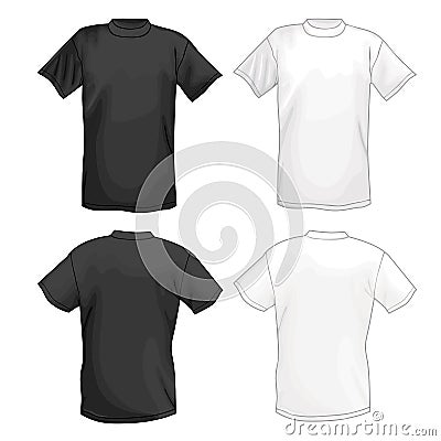 White and black vector T-shirt design template (front & back) Vector Illustration