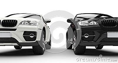 White And Black Vehicles Stock Photo