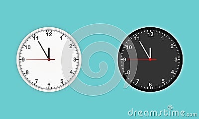 White and black wall clock icon vector set. Modern Design template closeup in vector Vector Illustration