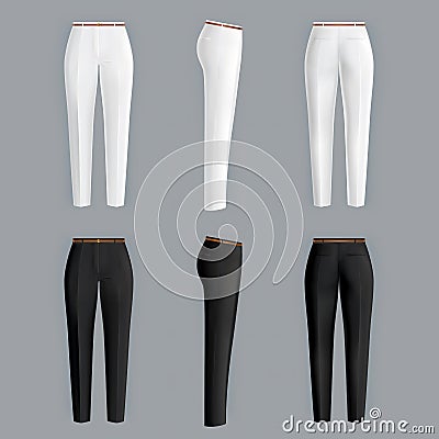 White and black womens pants realistic vector Vector Illustration