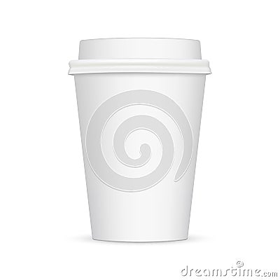 White blank coffee cup mockup - front view Cartoon Illustration