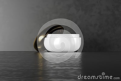 White blank cream package on a dark background. 3d cosmetic make up cream. 3d rendering. Cosmetic cream container. Jar Stock Photo