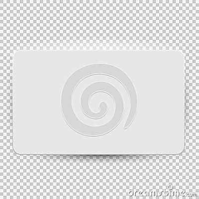 White blank credit or gift card model template top view with shadow isolated on transparent background. Vector Vector Illustration