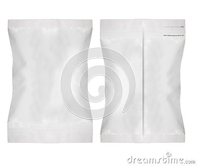 White Blank Foil Food Bag Stock Photo