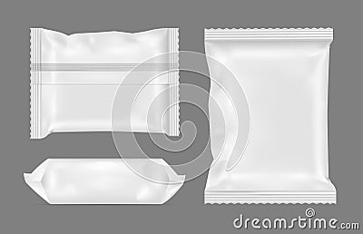 White blank foil food snack pack for chips, candy and other products Vector Illustration