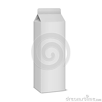 White blank gable top carton package, realistic vector mock-up. Paperboard box, mockup. Milk, juice or other product packaging Vector Illustration