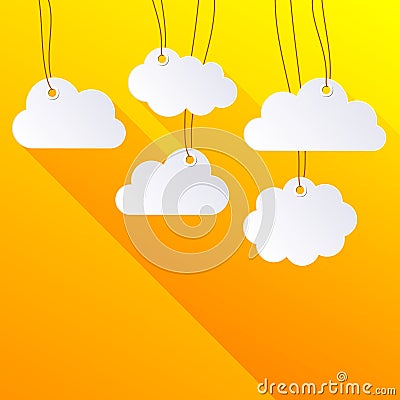 White blank hanging paper clouds Vector Illustration