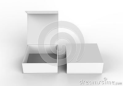 White blank hard cardboard box for branding presentation and mock up template, 3d illustration. Cartoon Illustration