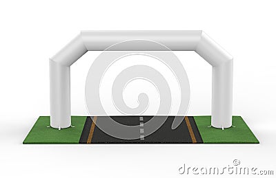 White Blank Inflatable angular Arch Tube or Event Entrance Gate.Start line sports double arch door. 3d render illustration. Stock Photo