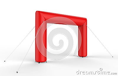White Blank Inflatable angular Arch Tube or Event Entrance Gate.Start line sports double arch door. 3d render illustration. Stock Photo