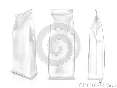 White blank plastic or foil pack realistic vector Vector Illustration