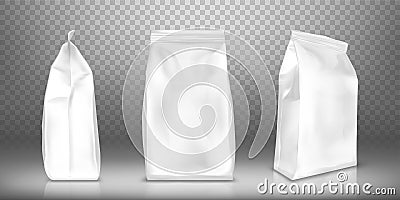 White blank plastic or foil pack realistic vector Vector Illustration