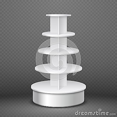 White blank products display, supermarket stand with round shelves vector template Vector Illustration