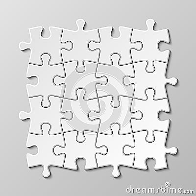 White blank puzzle piece vector set Vector Illustration