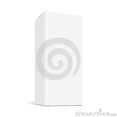 White blank rectangular tall box mock up with side perspective view Vector Illustration