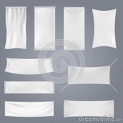 White blank textile advertising banners vector templates Vector Illustration