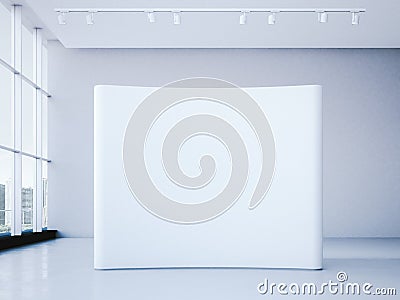 White blank trade show booth in office interior. 3d rendering Stock Photo