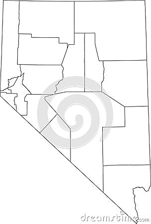 White blank counties map of Nevada, USA Vector Illustration