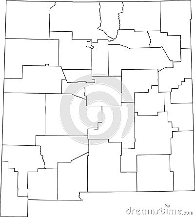 White blank counties map of New Mexico, USA Vector Illustration