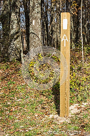 White Blazes on the Appalachian Trail Stock Photo