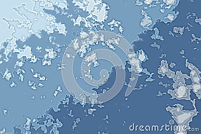 White and blue abstract background texture. Fantasy map with north shoreline, sea, ocean, ice, mountains, clouds Stock Photo