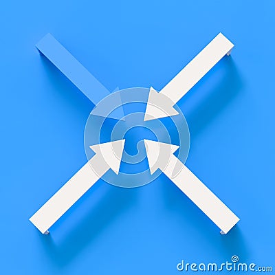 white and blue arrows converging Stock Photo