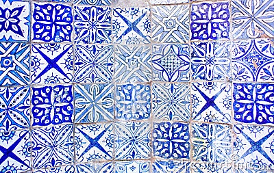 White Blue Azulejo Moroccan Tile Background Stock Photo