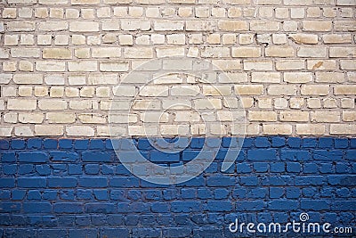 White and blue brick wall Stock Photo