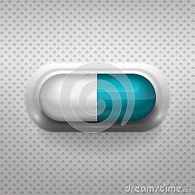 White and blue capsule pill with background Cartoon Illustration