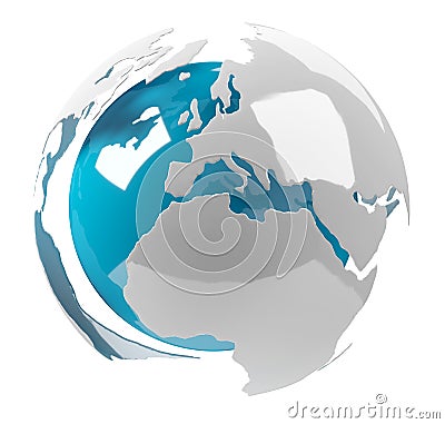 White and blue 3D rendering earth Stock Photo