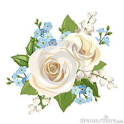 White and blue flowers. Vector illustration. Vector Illustration