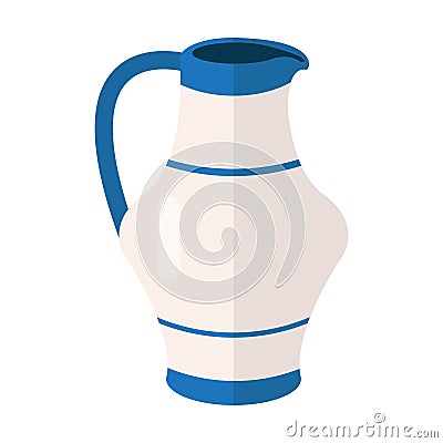 White blue jug vector icon illustration. Water jug or coffee-pot symbol in hebrew colors. Ceramic pottery container. Jar or vase Vector Illustration