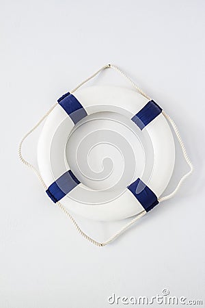 White and blue lifebuoy Stock Photo