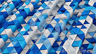 White and blue linear extruded triangles abstract 3D render Cartoon Illustration