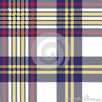 White blue pixel check seamless plaid pattern Vector Illustration